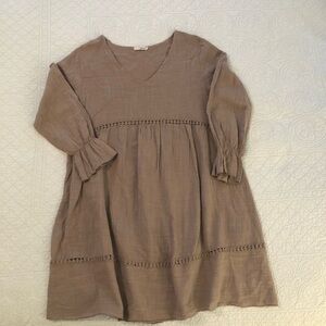 Vanessa Zani Italy baby doll peasant style dress.Sand beige color. Size large.